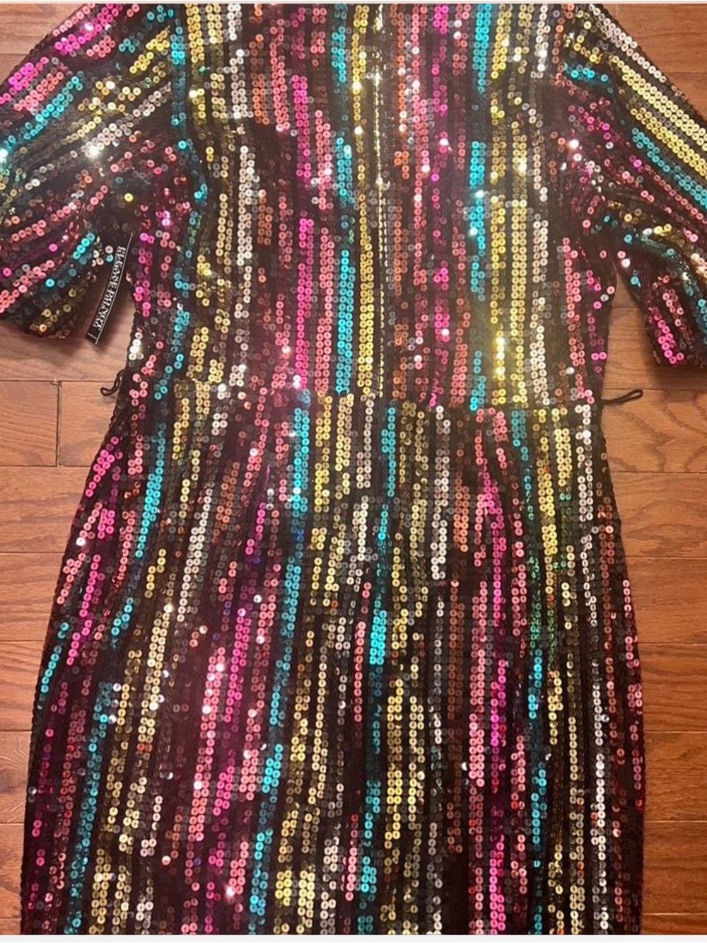 New York & Company Multicolor Sequin Wrap-Style Cocktail Dress - Picture 4 of 6